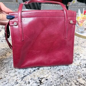 Monsac Burgundy Leather Shoulder Bag